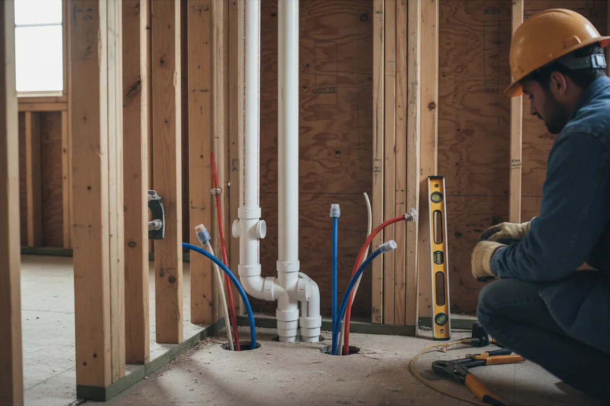Drain and supply rough-in during Drain Cleaning in Funkstown