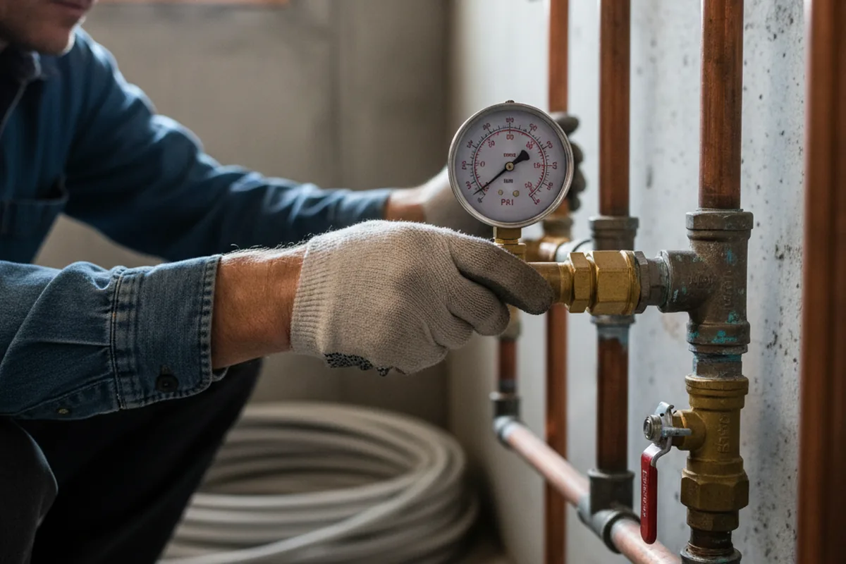 Pressure testing a repaired line during Water Line Repair in Funkstown